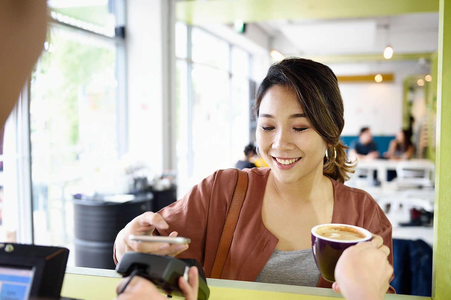 woman at card reader
