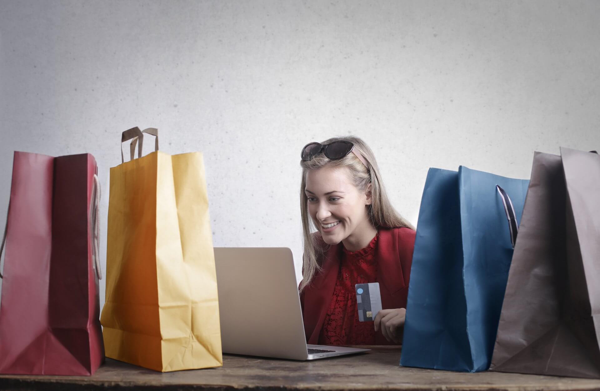 woman shopping online at home